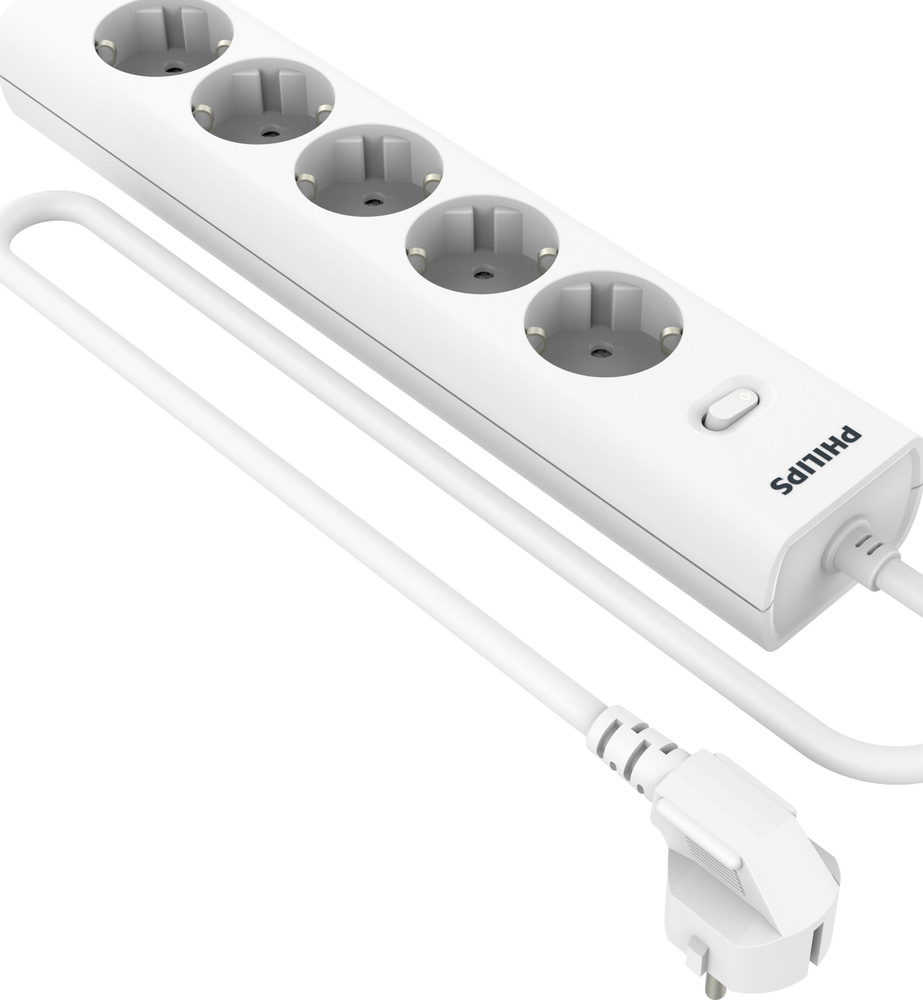 Philips сетевой фильтр 5 Розеток, кабель - 2M белый #1