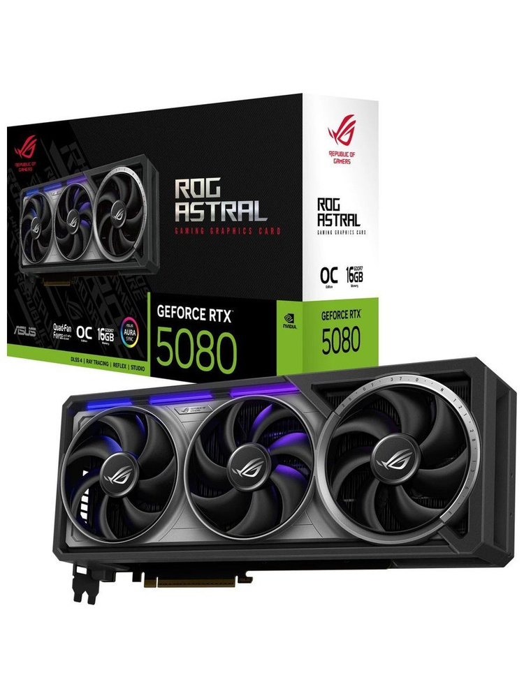 【新品】ASUS ROG ASTRAL GeForce RTX 5080 OC Видеокарта ASUS GeForce RTX 5080, 16 ГБ PCI Express 5.0