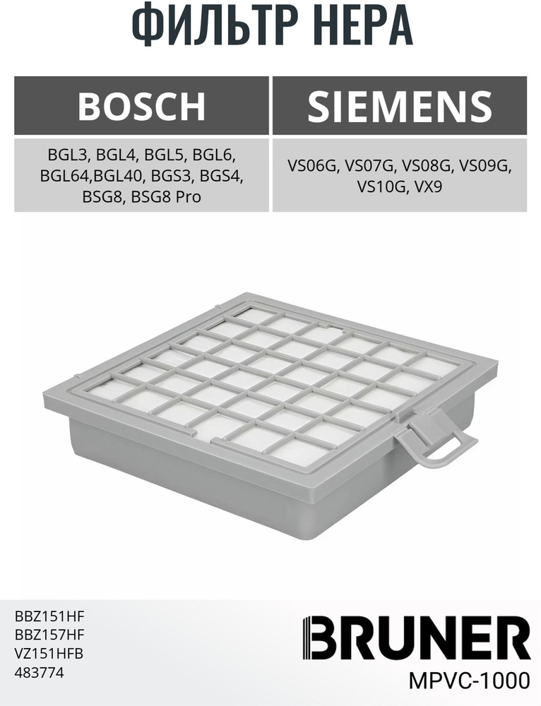 Filtro Hepa Lavabile Compatibile con BGL25, BGL35, BGL3