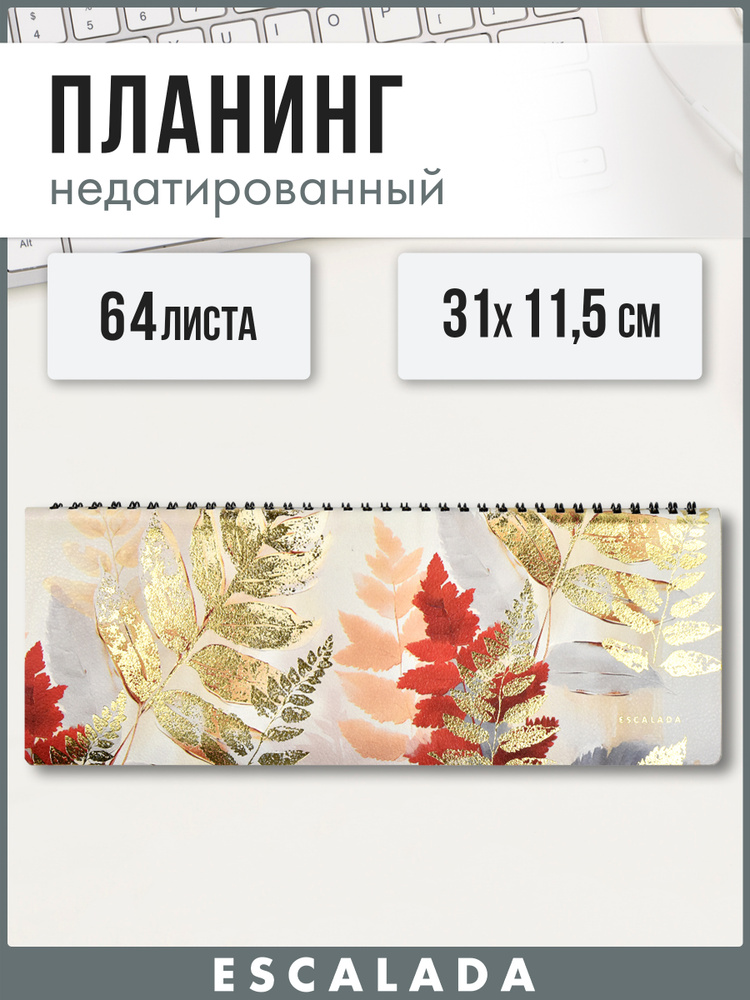 Планинг недатированный ESCALADA 310х115 мм 64л в мягком переплёте из экокожи, на полускрытой евроспирали #1