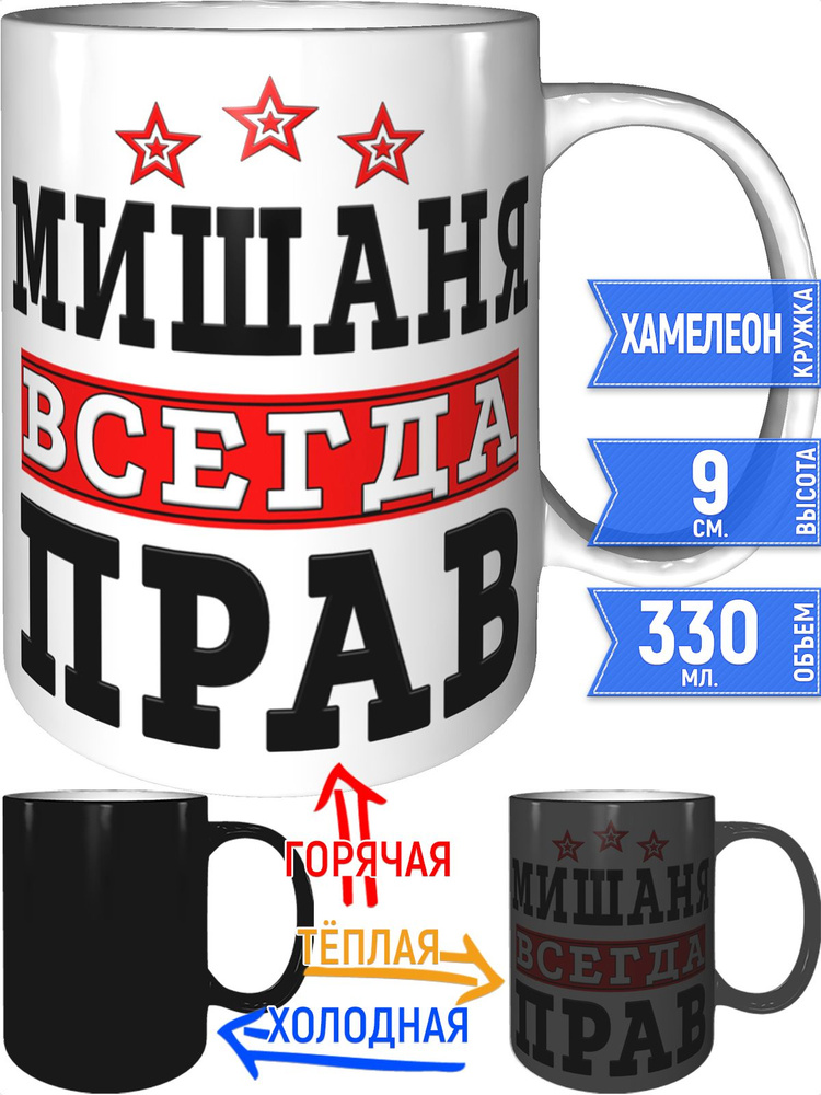 Кружка Мишаня всегда прав - хамелеон #1