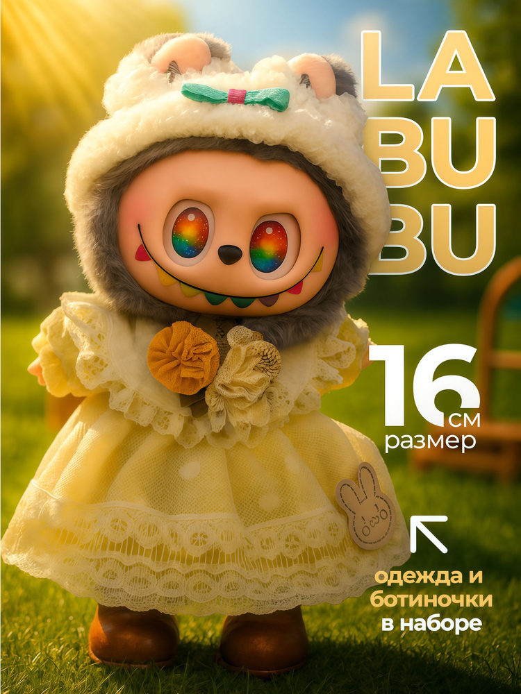 Лабубу серый редкий в желтом платье Labubu, Lucky Nastya #1