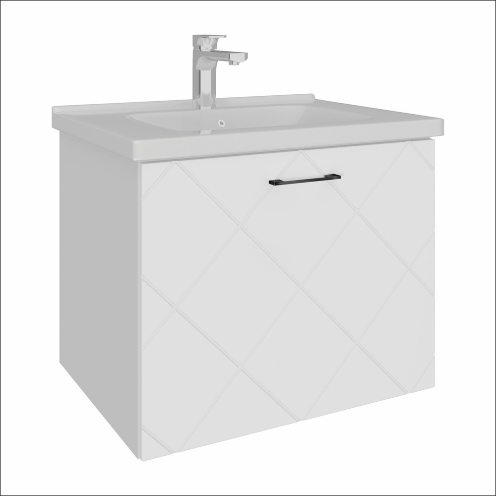 AVK Furniture, Тумба под раковину навесная, Астра, 1 ящик, 80x47x47 см, белый #1