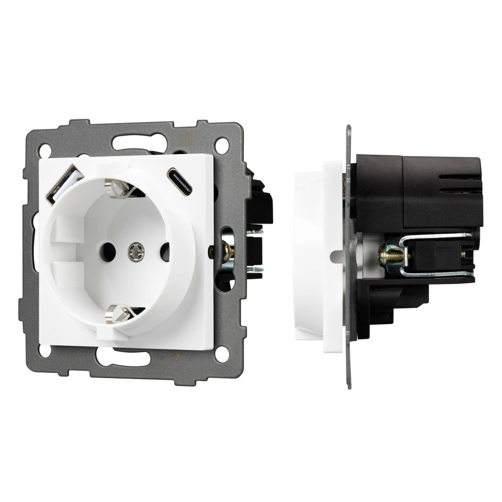Механизм розетки с быстрой USB зарядкой Arlight SCT-MUAC-PL-WH-V (250V, 16A) 049822 #1