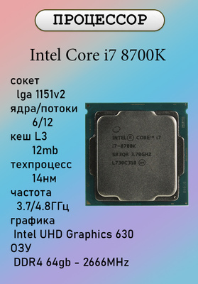 Процессор I7 8700K купить на OZON по низкой цене