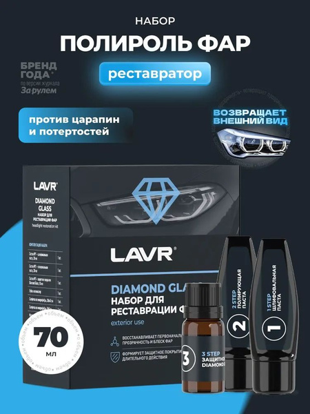 Набор для реставрации фар (70мл) Diamond Glass (LAVR)