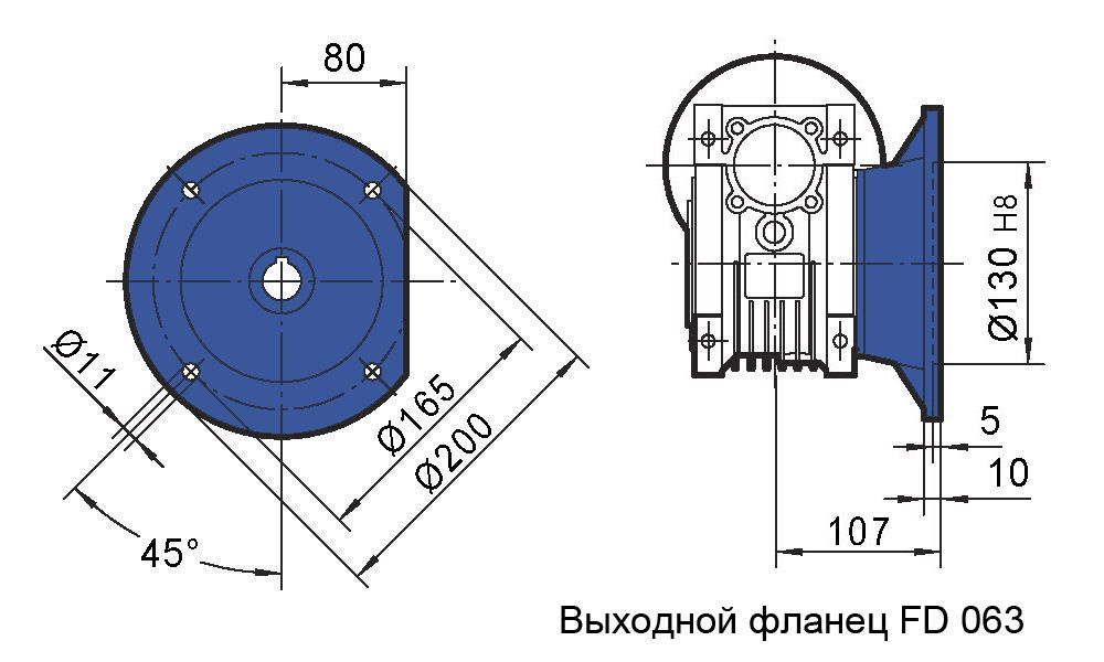 Фланец выходной FD редуктора NMRV 063