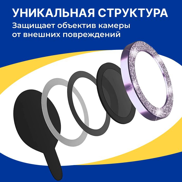 Защитное стекло на камеру Apple iPhone 14 и 14 Plus / Прозрачные линзы ...