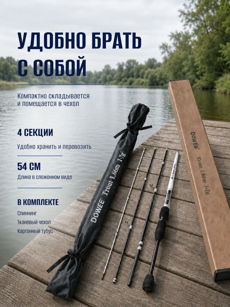 Удочка для рыбалки спиннинг штекерный на щуку универсальный ульралайт 186 см - TROUT-96M, вариант, фото 6