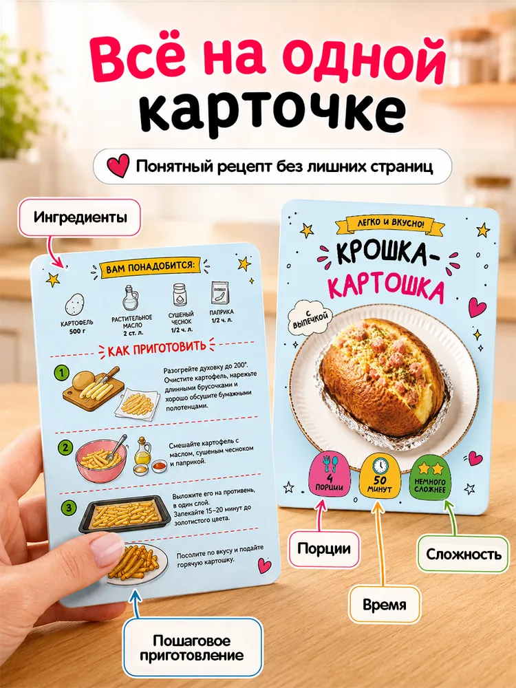 Карточки с рецептами для детей, кулинарная книга, вариант, фото 6