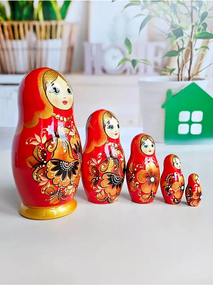 Матрешка деревянная детская игрушка 5 мест 15 см авторская ручная работа, вариант, фото 4