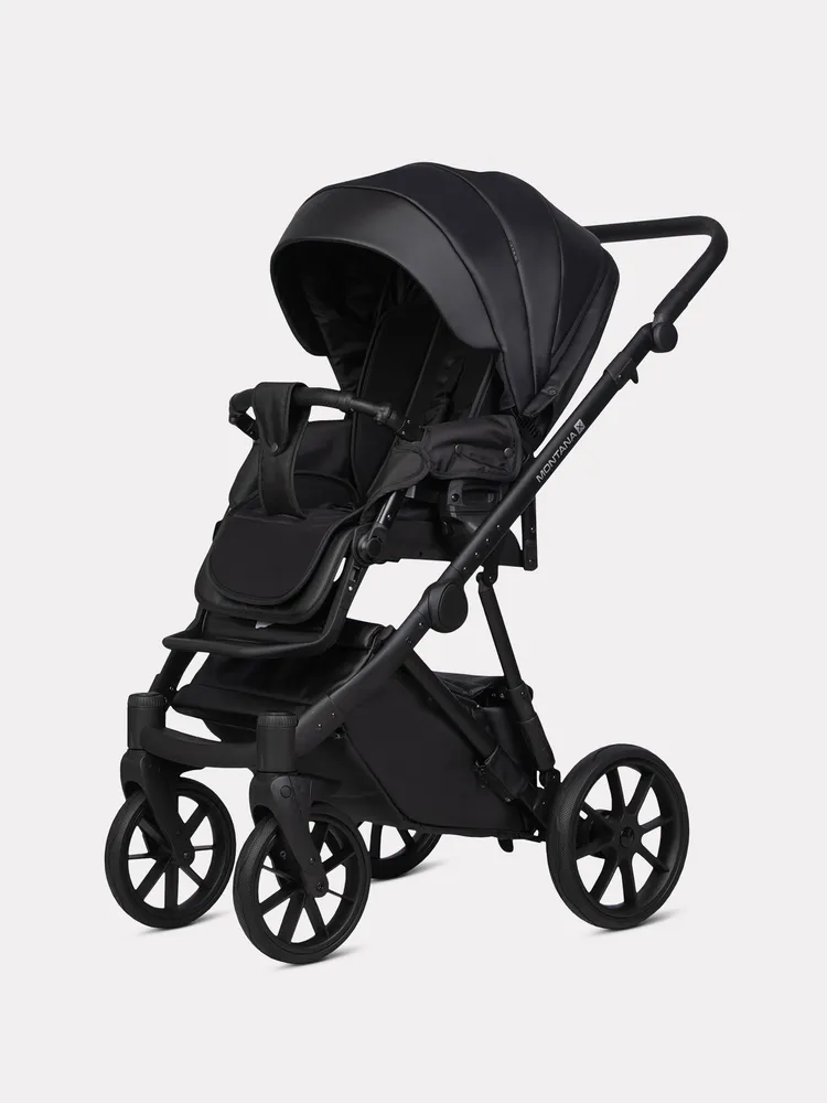 Коляска 3-в-1 RIKO BASIC MONTANA X ECCO 12 Black (черная экокожа) обновленная, черный, фото 4