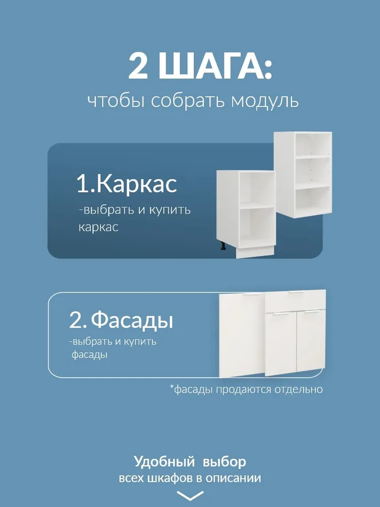 Кухонный модуль навесной 60 см каркас без фасада Кьюмен, вариант, фото 6