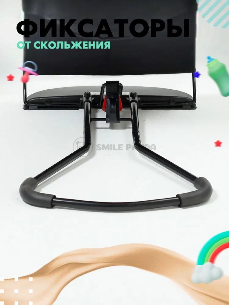 Шезлонг для новорожденных БЕЖЕВЫЙ + ДУГА С ИГРУШКАМИ / детская качалка / люлька кокон от 0+, черный, фото 4