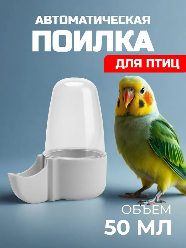 Поилка (автопоилка, автокормушка) для попугаев и птиц в клетку, вариант