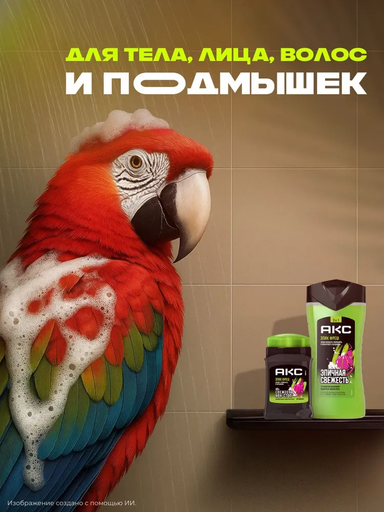 Акс Подарочный набор для мужчин Эпик Фреш, гель для душа и шампунь для волос 3в1, дезодорант мужской твердый, вариант, фото 4