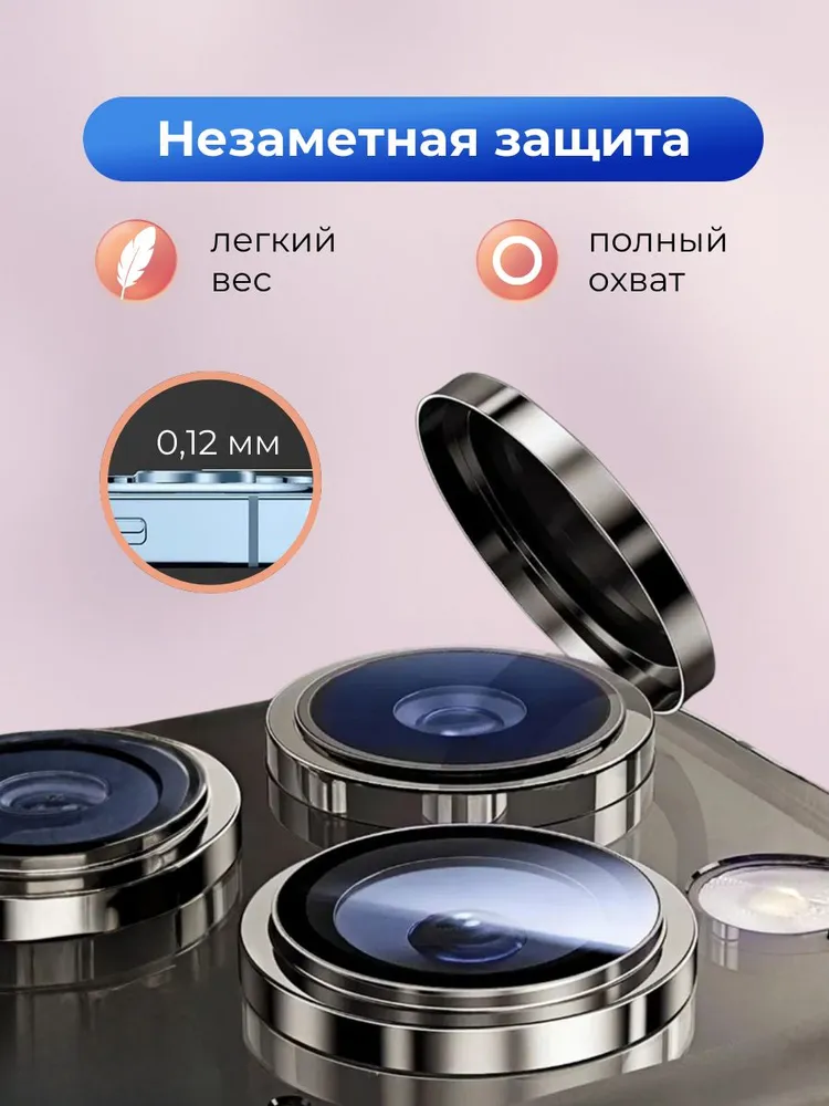 Стекло на камеру iPhone 15 / 15 Plus Черный (Black), черный, фото 2