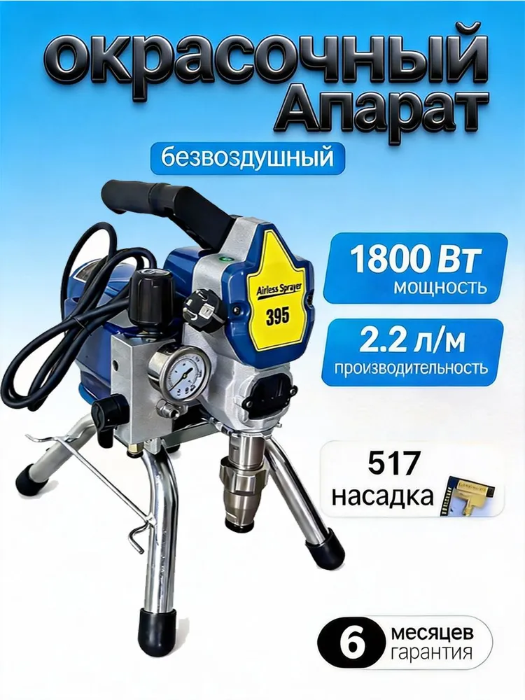 Безвоздушная электрическая машина для нанесения аэрозольной краски 395, аэрозольная краска для украшения здания мощностью 1800 Вт, 1800 Вт