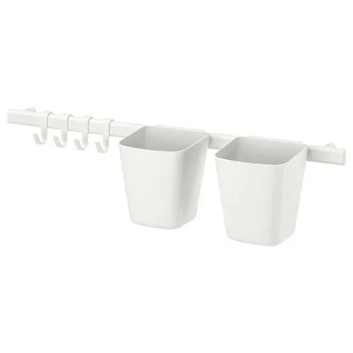 IKEA Рейлинг для кухни, ванной 61 см х 14 см х 13 см 6 предм. сталь белый