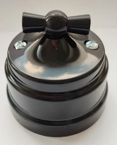 Выключатель поворотный пластиковый для открытой установки в стиле ретро, цвет черный