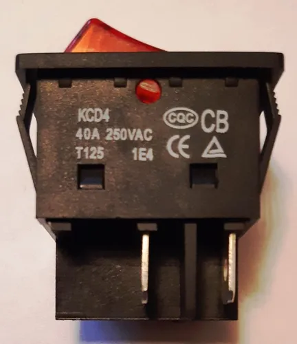 Выключатель KCD4 40А 250V красный - 1шт.