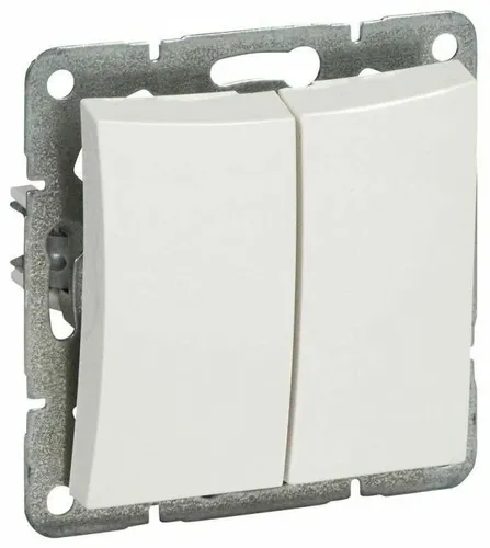 ДУЭТ выключателя двухклавишного с подсветкой белый