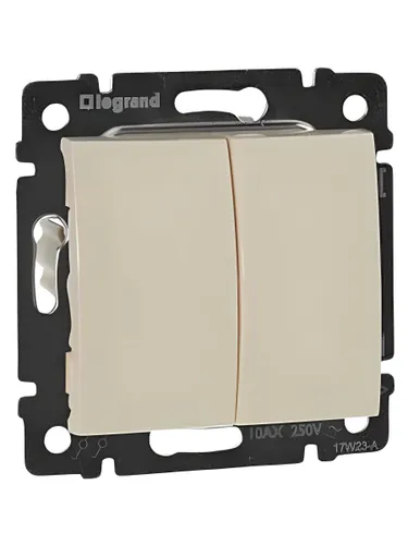 Valena Classic Выключатель 2-клавишный схема 5 10А безвинтовое крепление слоновая кость