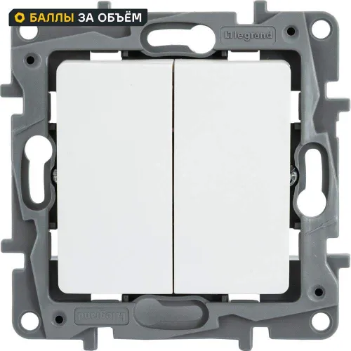 Переключатель двухклавишный Legrand Etika 10A 250В встраиваемый белый