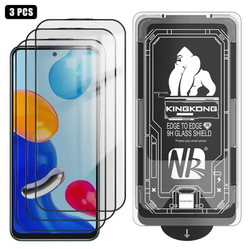 Для Redmi Note 11 5G 3 шт. легко устанавливаемая коробка без пыли 3D с изогнутыми краями HD гальвани