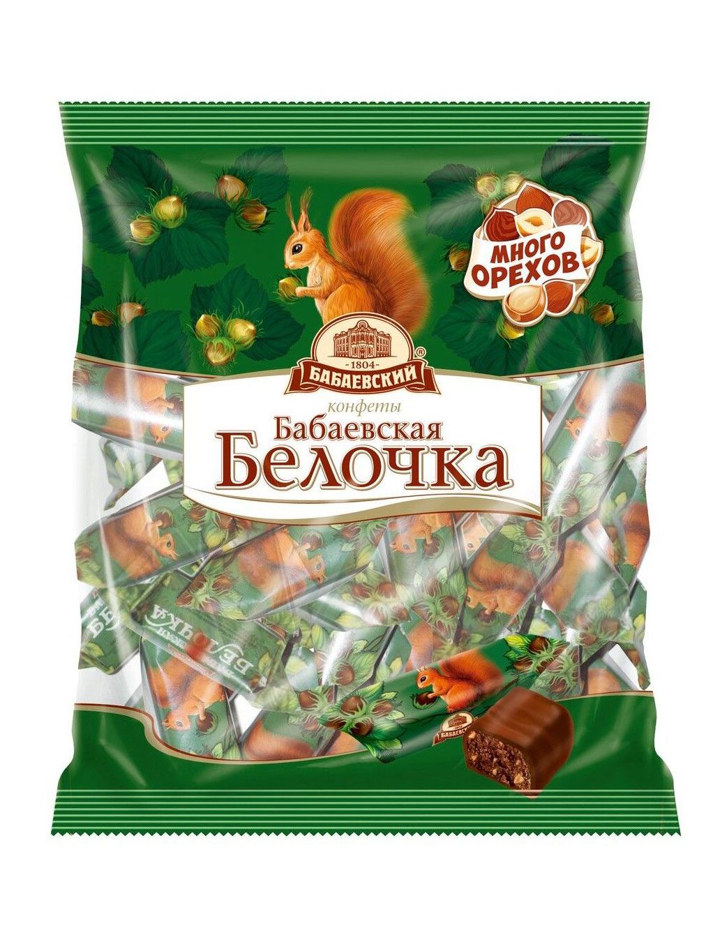 Конфеты Бабаевский Белочка с пралине и орехами, 200 г