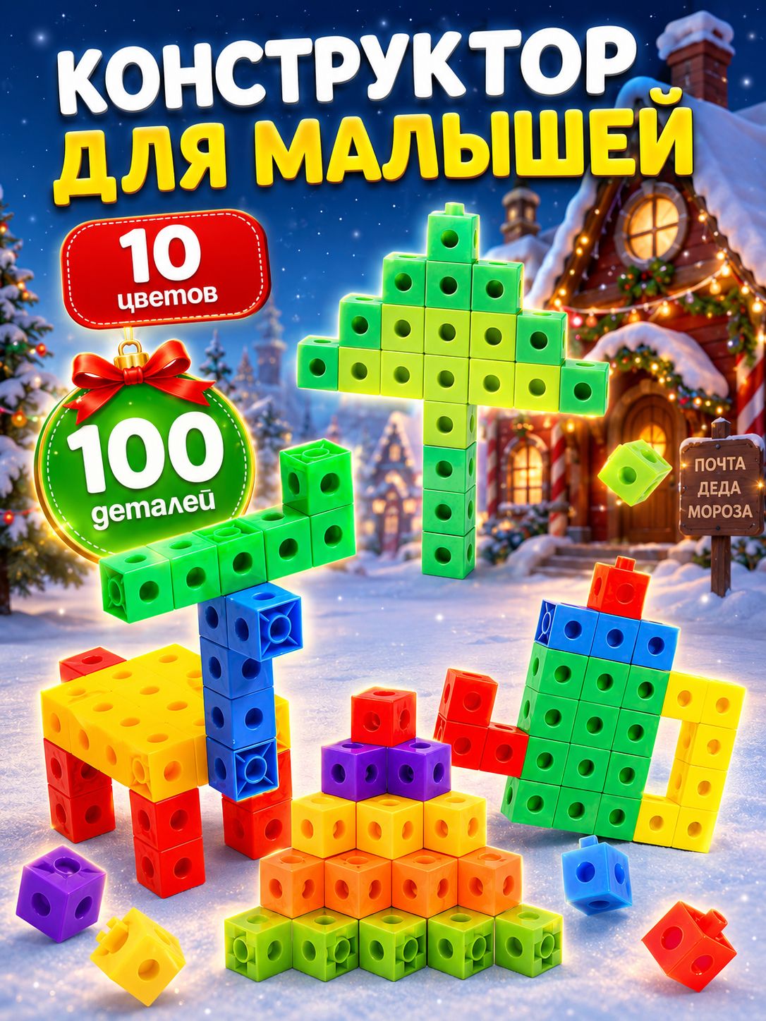 Развивающий конструктор, конструктор блочный, набор 100 деталей для малышей