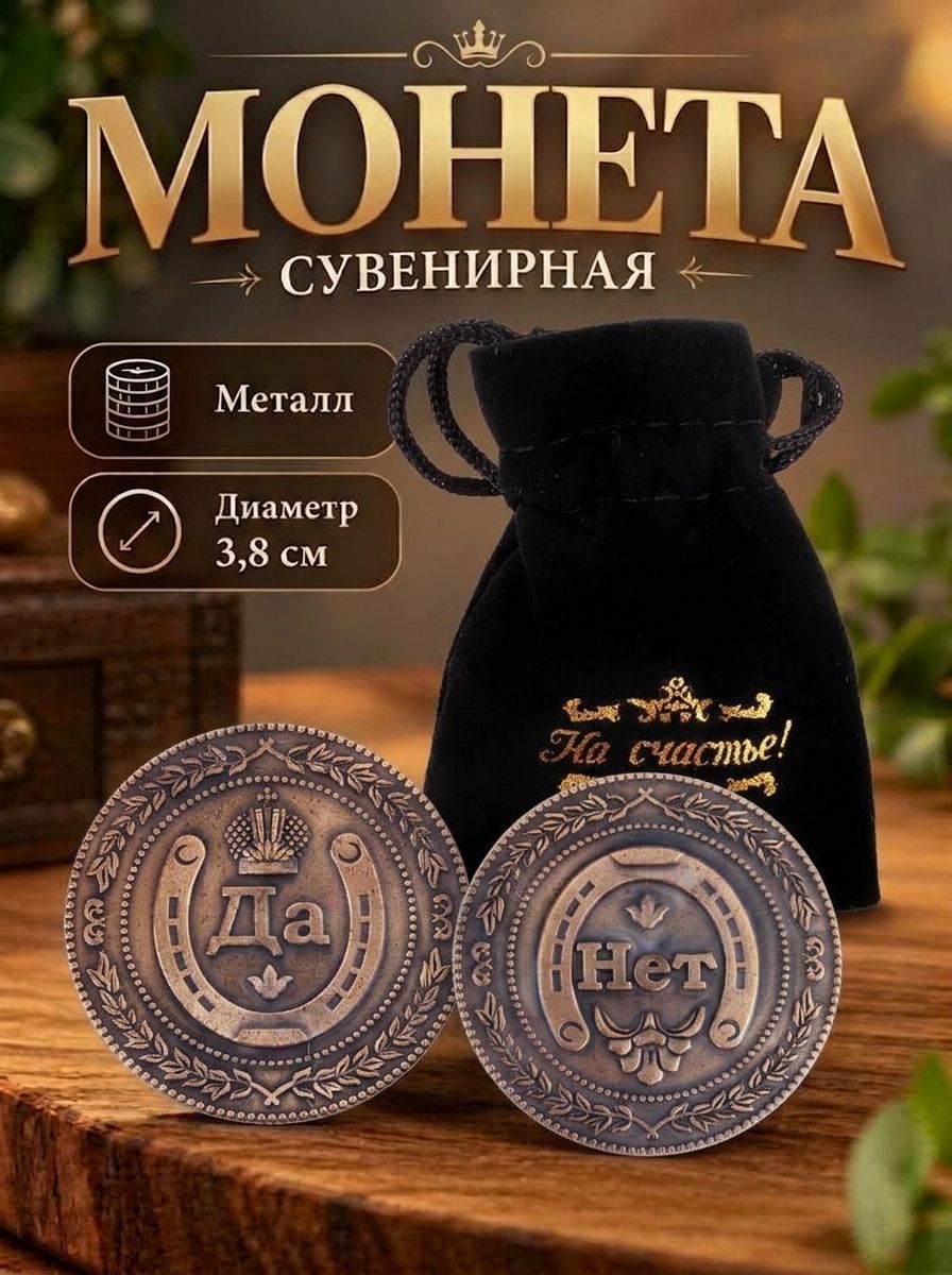 Монета подарочная в бархатном мешочке "Да Нет", в подарок