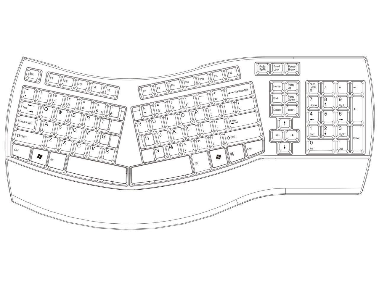 Механическая клавиатура Perixx PERIBOARD-512 Ergonomic Split Keyboard ...