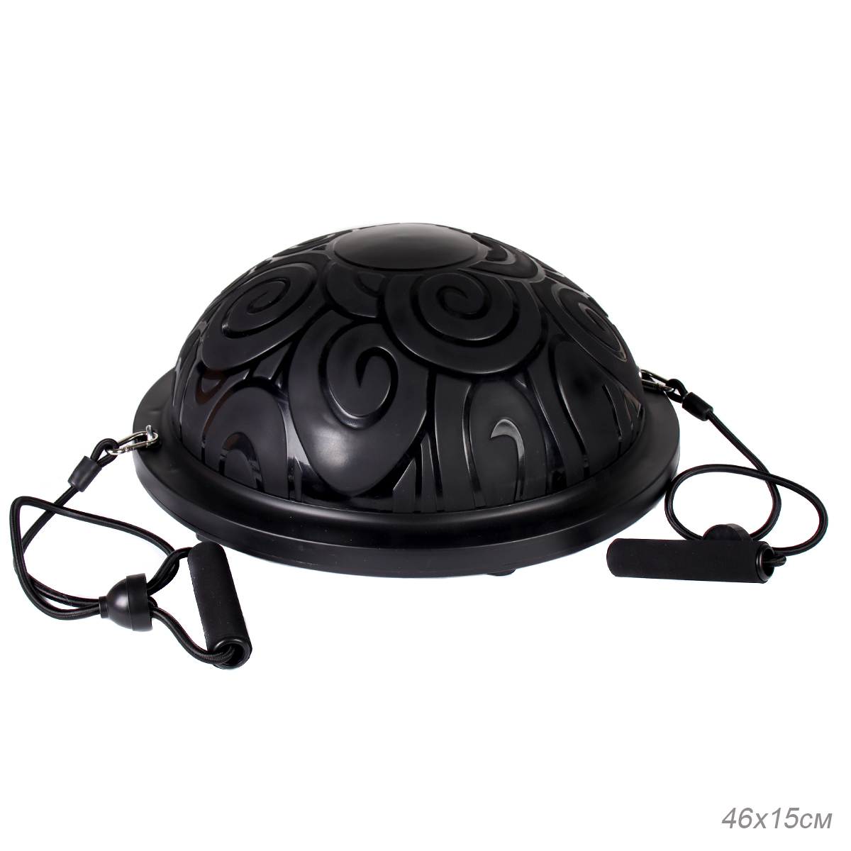 Полусфера балансировочная BOSU 46х15 см Woohooo Curls эспандер, насос, чёрная