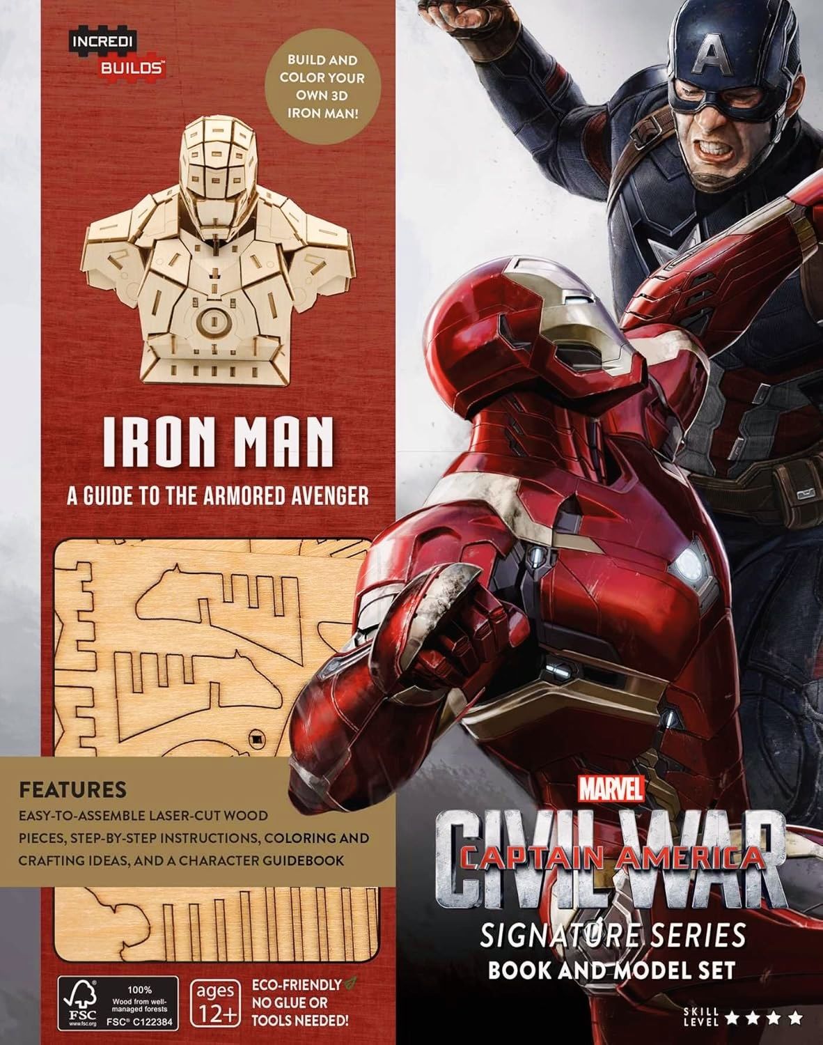 IncrediBuilds: Iron Man / Железный человек 3D модель + делюкс книга Marvel (деревянный конструктор)