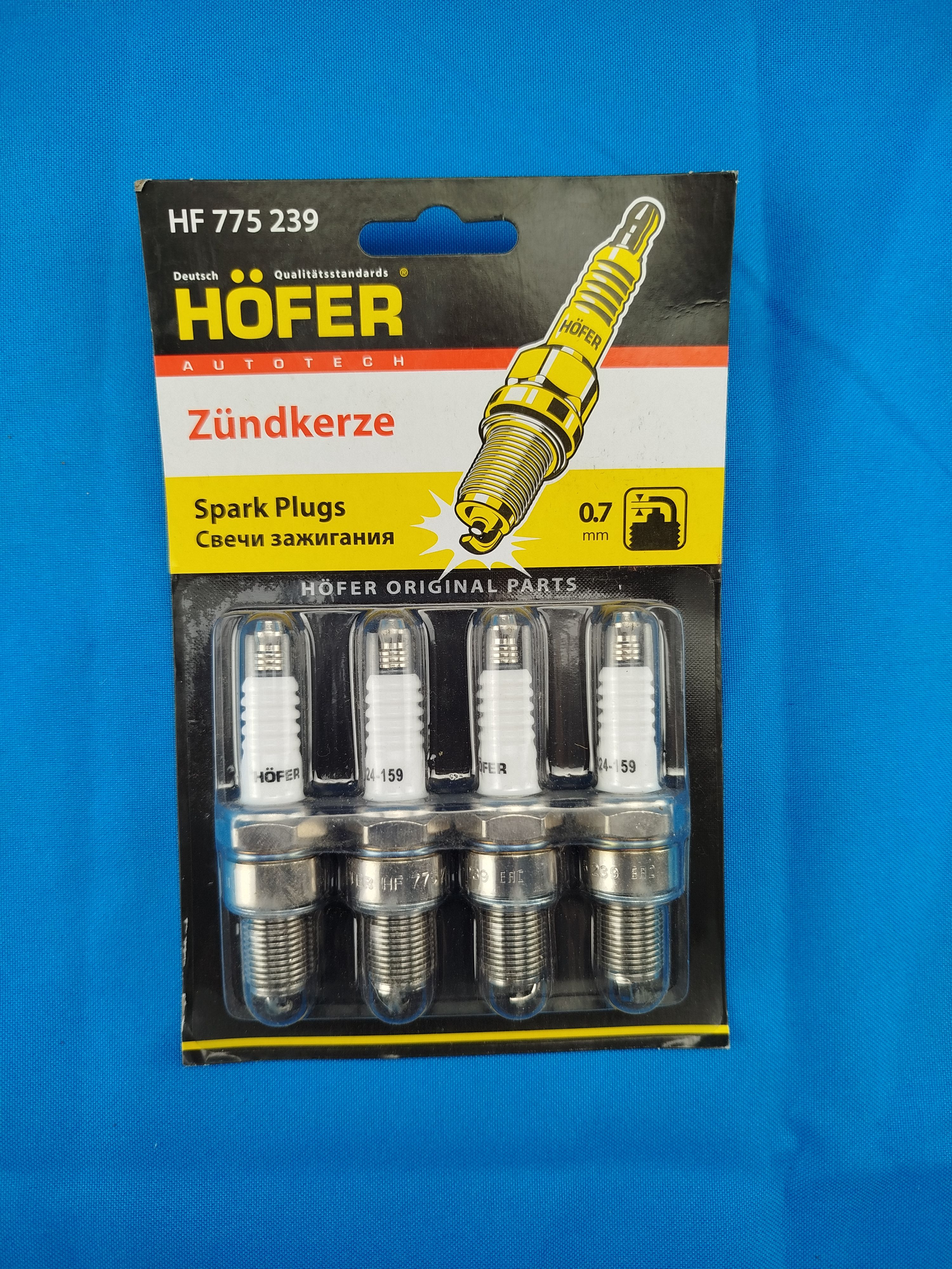 Свеча зажигания 406 405 (медь) (зазор 0 7 мм) (к-т 4 шт) (HOFER)