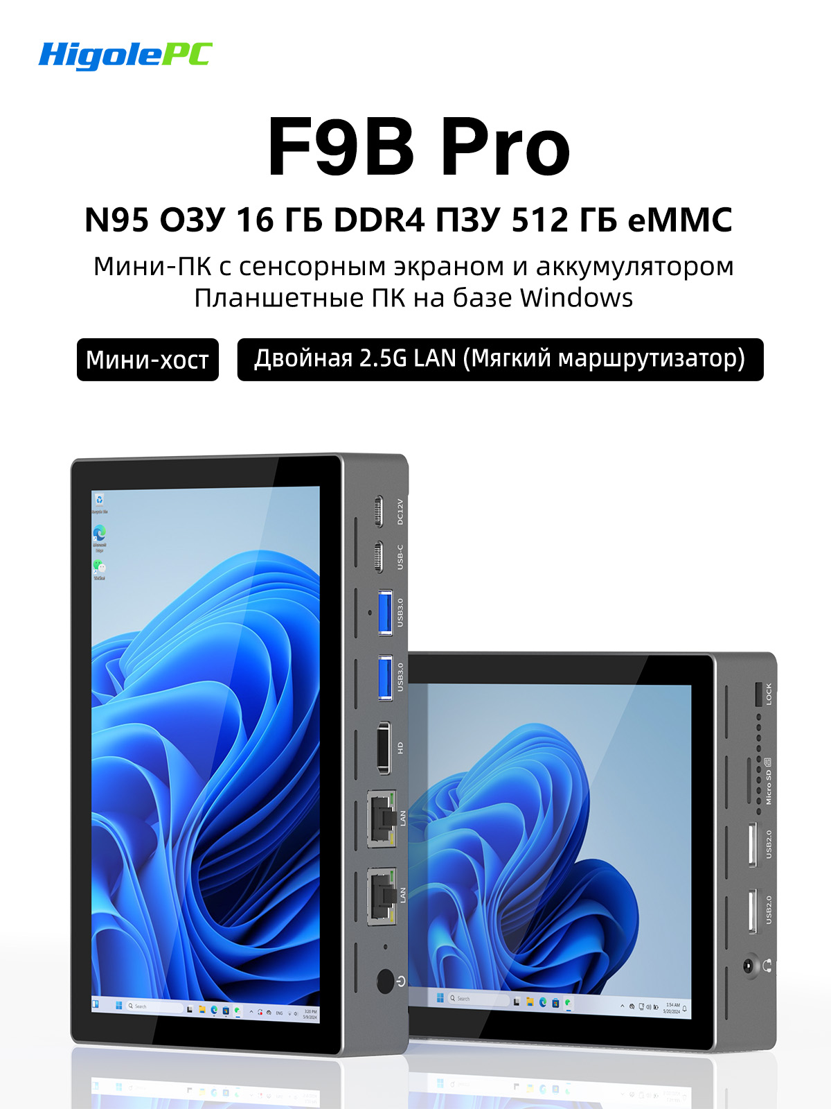 Higole Мини-ПК F9B Pro (Intel Alder Lake N95, RAM 16 ГБ, HDD 512