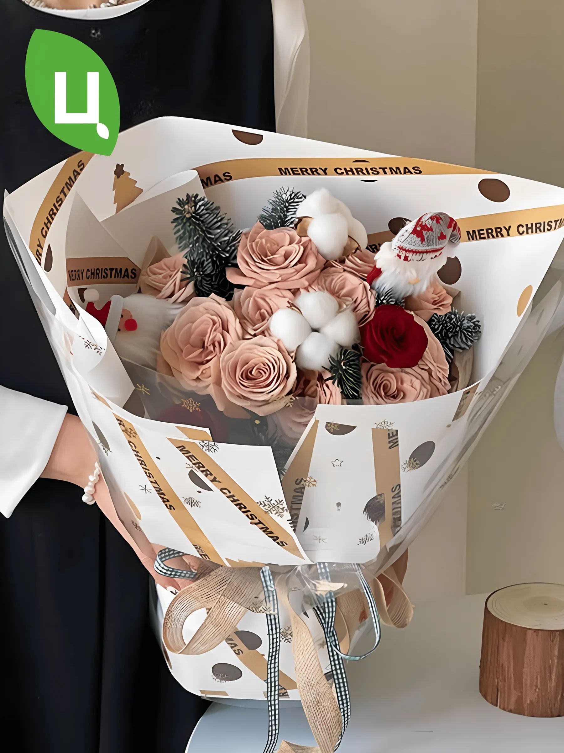 Пленка Merry Christmas в уп/20 штук Белый-Кофейный 58*58CM P.FSSDZ152 Китай