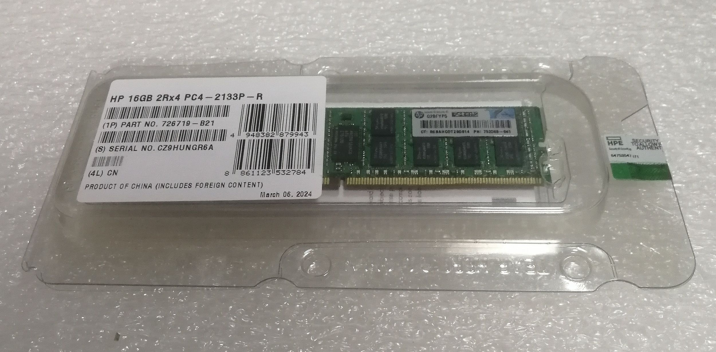 HP 16GB DDR4 RDIMM 726719-B21 774172-001 752369-081 726719-S21 Server