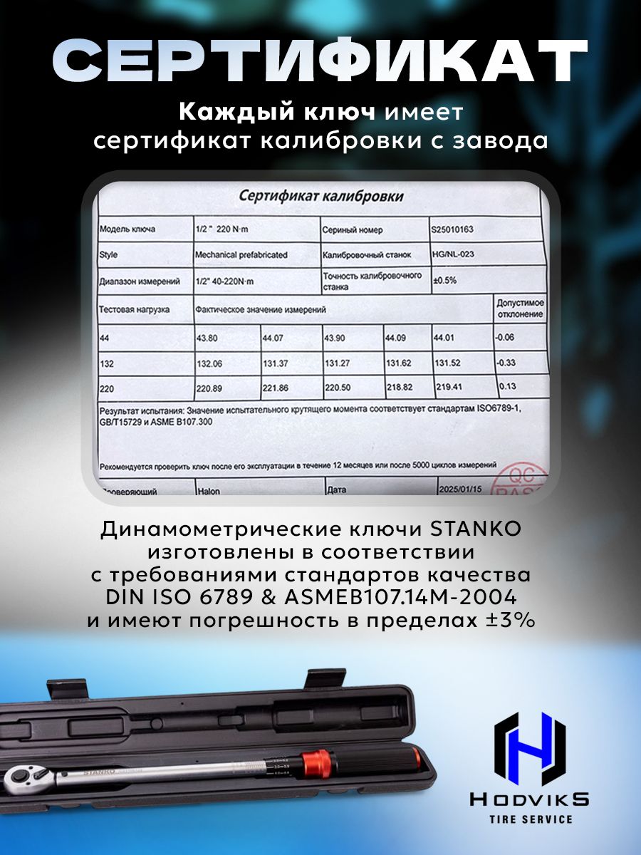 Hovian СТАНКОИМПОРТ Ключ динамометрический 42-210 Nm 1/2" CS-11.06.42-210
