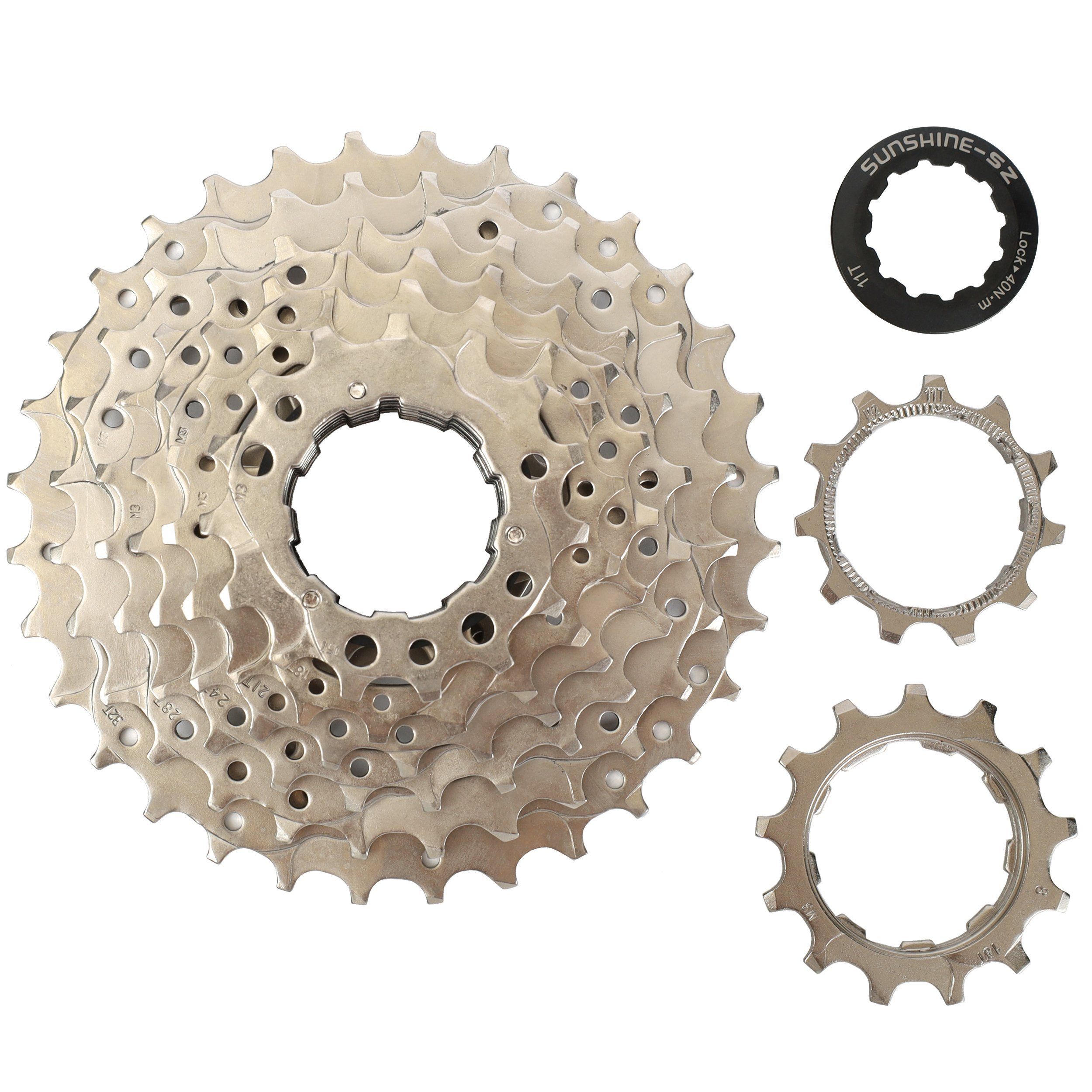 Кассета SUNSHINE MTB 8 скоростей 11-32T, никелированная Кассета SUNSHINE MTB 8 скоростей 11-32T, никелированная