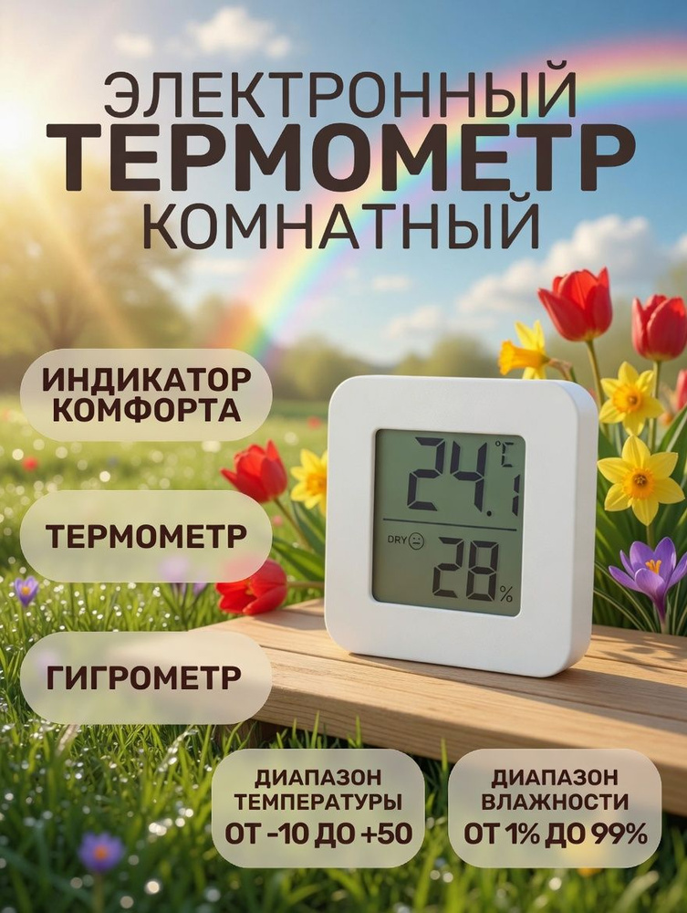 Термометр комнатный электронный с гигрометром, для теплицы, для дома #1