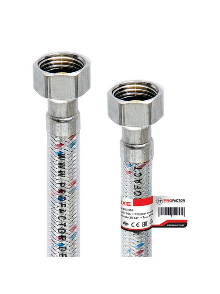 Подводка для воды ProFactor 1/2"х1 м, г-г, нержавеющая сталь и полимер #1
