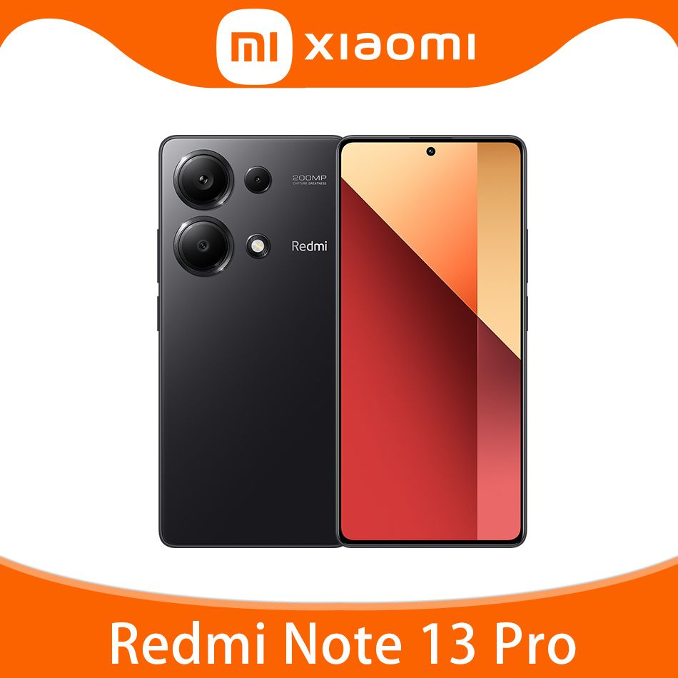 Xiaomi Смартфон Глобальная версия смартфона Redmi Note 13 Pro NFC с  поддержкой основной камеры 200 МП на русском языке 8/256 ГБ, черный