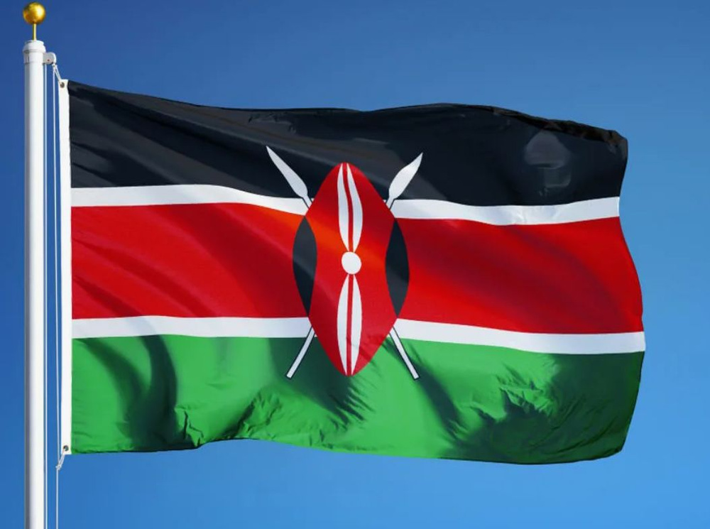 Двусторонний флаг Кении 40х60 см на лодку, катер или яхту с люверсами  #1