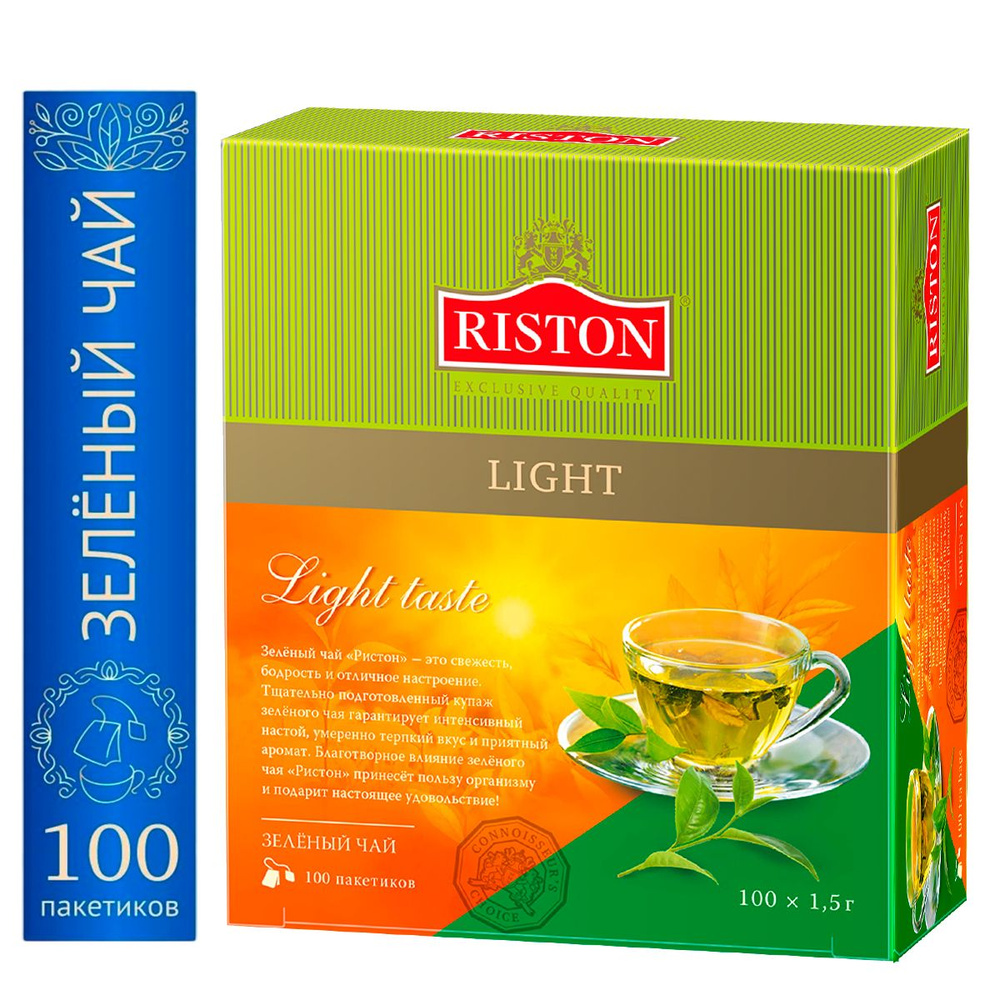 Чай в пакетиках зеленый Ристон Лайт, 100 пакетиков #1