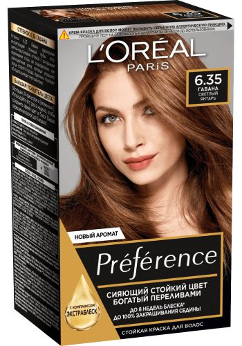 L'Oreal Paris Краска для волос Preference, 6.35 Гавана светлый янтарь, Лореаль Преферанс  #1