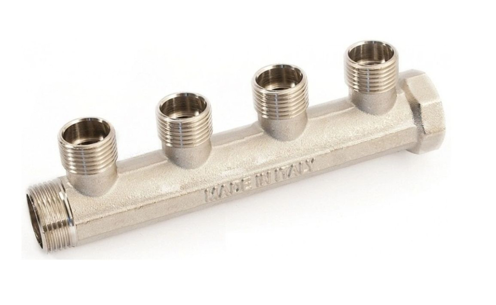 Коллектор распределительный без вентелей (гребенка) 1" х 1/2" - 4 вых ...