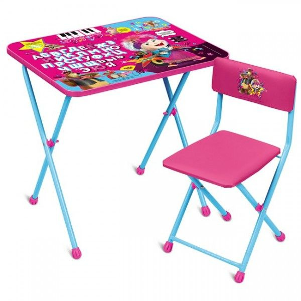 Набор детской мебели Nika "Маша и медведь", розовый, складные стол и стул, мягкое сиденье (ММД2/МХ)  #1
