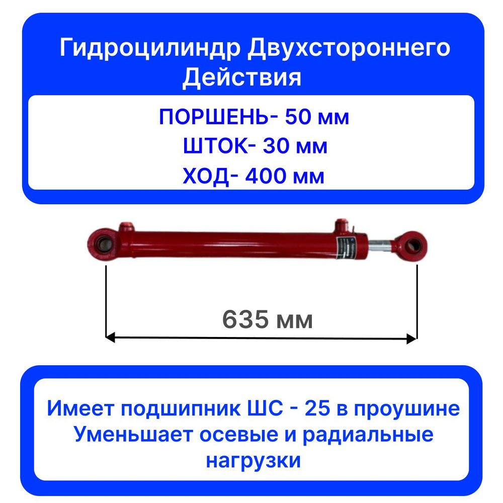 Гидроцилиндр ГЦ 50.30.400.635 ШС-25 стальной поршень двойной ...